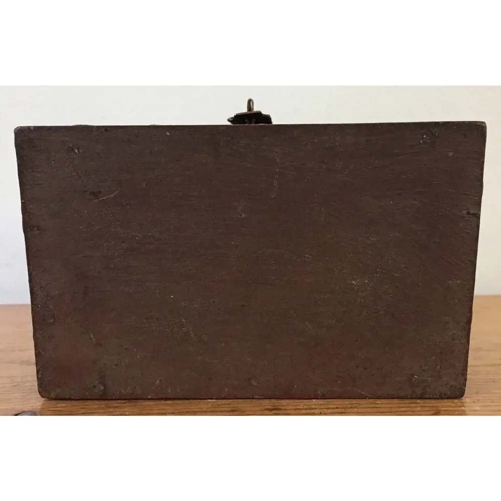 Vtg Primitive Style Copper Emobssed Bird Flower Trinket Jewelry Recipe Card Box